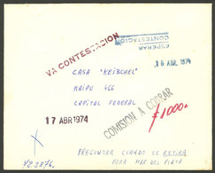 ARGENTINA: PRIVATE POST Between Mar Del Plata And Buenos Aires: Cover (including The Original Letter And Response Writte - Sonstige & Ohne Zuordnung