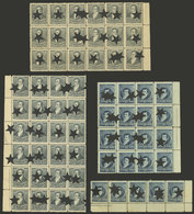 ARGENTINA: STAR PUNCH CANCEL: Blocks Of ½c. And 12½ Of The "3 Próceres" Issue, All With "star" Bulk Mail Cancel , Some W - Collections, Lots & Séries