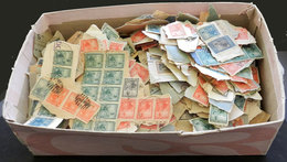 ARGENTINA: SEATED LIBERTY: Box With SEVERAL THOUSANDS Used Stamps, Most On Fragments, Completely UNCHECKED Lot, It Inclu - Colecciones & Series