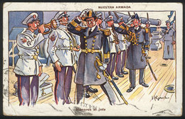 ARGENTINA: Battleship Scene, Sailors, Comic PC Sent To Portugal On 12/AP/1937, VF! - Argentine