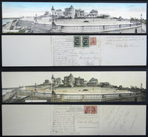 ARGENTINA: MAR DEL PLATA: 2 Old TRIPLE Postcards With View Of The Esplanade, Used, Excellent Quality! - Argentinië