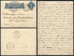 BRAZIL: RHM.CB-81L, Lettercard Without Lines Inside, Used In 1909, VF Quality, Rare, Catalog Value 1,800Rs. - Postal Stationery