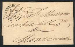 BRAZIL: Folded Cover Sent From Rio De Janeiro To Montevideo On 27/FE/1841, Excellent Quality! - Autres & Non Classés