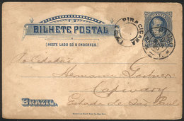 BRAZIL: 40Rs. Postal Card Sent From PIRACICABA To Capivary On 20/MAR/1890, With Double Circle Cancels (without Date) Of  - Andere & Zonder Classificatie