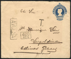 BRAZIL: 200Rs. Stationery Envelope Sent From Rio To Leopoldina On 1/DE/1909, With "AVULSA" And Due Marks For 400Rs., VF  - Sonstige & Ohne Zuordnung