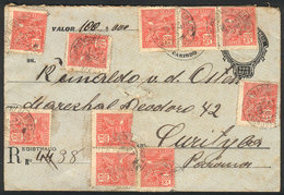 BRAZIL: Cover With Declared Value Of 100,000Rs. Sent From WENCESLAU BRAZ To Curitiba On 27/MAR/1925, VF Quality! - Autres & Non Classés