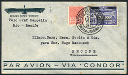 BRAZIL: 24/MAY/1930 Rio De Janeiro - Recife, Via ZEPPELIN: Cover Franked By Sc.4CL4 + 300Rs. Definitive, With Recife Arr - Autres & Non Classés