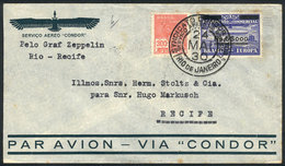 BRAZIL: 24/MAY/1930 Rio De Janeiro - Recife, Via ZEPPELIN: Cover Franked By Sc.4CL4 + 300Rs. Definitive, With Recife Arr - Other & Unclassified