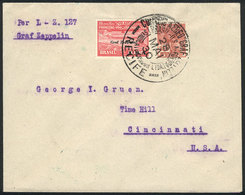 BRAZIL: 28/MAY/1930 Recife - Cincinnati, Via ZEPPELIN: Cover Franked By Sc.4CL9 + 300Rs. Definitive, With Lakehurst Arri - Altri & Non Classificati