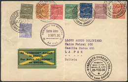 BRAZIL: 28/AU/1930 First Flight Rio De Janeiro - La Paz (Bolivia), Cover Franked By RHM.K-1/K-7, Fine Quality! - Other & Unclassified