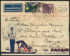 BRAZIL: 6/JUL/1933 Rio De Janeiro - France, Via ZEPPELIN: Cover With Special Handstamped Cachet Of The Flight (green) An - Autres & Non Classés