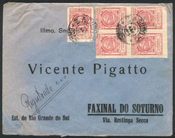 BRAZIL: Registered Cover Sent From Agudo To Faxinal Do Soturno On 28/AU/1941, Franked By RHM.C-160 X5, VF Quality! - Autres & Non Classés