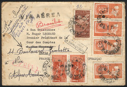 BRAZIL: Airmail Cover Sent From Brasilia To France On 10/SE/1962 With Very Nice Postage, Re-directed Several Times To Ot - Sonstige & Ohne Zuordnung