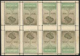 BRAZIL: TREE DAY: Beautiful Sheet Of 8 Cinderellas (4 Vertical TETE-BECHE Pairs), VF (with Some Staining On Gum)! - Other & Unclassified