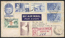CANADA: Registered Cover Sent From Toronto To Brazil On 2/FE/1956 With Nice Multicolored Postage! - Otros & Sin Clasificación