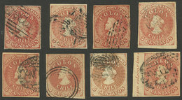 CHILE: 8 Columbus Of 5c. From Varied Printings, Including Some In Scarce Shades, One With Sheet Margin With Imprint, One - Chile