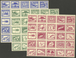 CHILE: Yvert 222/3 + A.121, 1948 Flora & Fauna, The Cmpl. Set Of 75 Stamps, VF Quality, Almost All MNH (only 4 Or 5 Exam - Cile