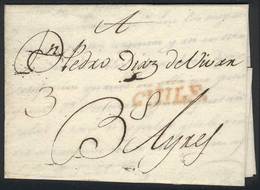 CHILE: Complete Folded Letter Dated 30/JUL/1812, Sent From Santiago To Buenos Aires, With Straightline "CHILE" Marking A - Chile