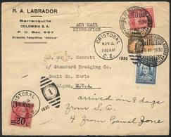 COLOMBIA: Airmail Cover With Mixed Postage COLOMBIA - PANAMA CANAL ZONE, Sent From Barranquilla To Michigan (USA) On 1/N - Colombie