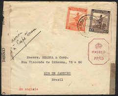 BELGIAN CONGO: Cover Sent From Leopoldville To Rio De Janeiro On 27/MAY/1943 (rare Destination) Franked With 15Fr., Doub - Autres & Non Classés