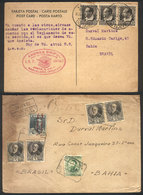 SPAIN: Registered Cover Of 1932 (defects) + Card Of 1937 (VF Quality), Both Sent To Brazil! - Sonstige & Ohne Zuordnung