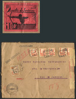 SPAIN: Registered Cover Sent From Vigo To Rio De Janeiro On 15/JUN/1937, With Censor Mark And Interesting Cinderella On  - Altri & Non Classificati
