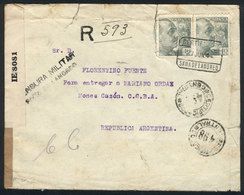 SPAIN: Registered Cover Sent From SAMA DE LANGREO To Argentina On 27/JUN/1944, With Double Censorship (local + Allied),  - Otros & Sin Clasificación