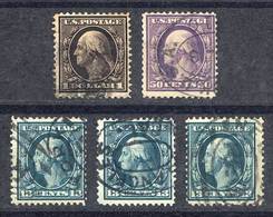 UNITED STATES: Sc.339 X3 + 341/2, All With Watermark Double-line Letters And Perforation 12, Key Values Of The Set, Fine - Altri & Non Classificati