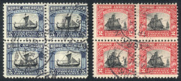UNITED STATES: Sc.620/1, 1925 Ships, Set Of 2 Values, Used BLOCKS OF 4, VF Quality! - Autres & Non Classés
