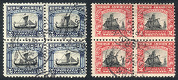 UNITED STATES: Sc.620/1, 1925 Ships, Set Of 2 Values, Used BLOCKS OF 4, VF Quality! - Andere & Zonder Classificatie