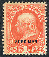 UNITED STATES: Sc.O15, Overprinted SPECIMEN, Without Gum, VF Quality! - Dienstmarken