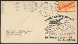 UNITED STATES: 26/JUN/1947 San Francisco - Calcutta - New York: Flight Around The World, Excellent Quality! - Lettres & Documents