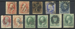 UNITED STATES: Stockcard With 11 Old Used Stamps, Fine To VF General Quality, One Of 7c. With GRILL, Scott Catalog Value - Collections