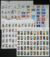 UNITED STATES: 4 Sheets Of 50 Values Each, Very Thematic: Flags, Birds, Animals, Flowers, Unmounted, Very Fine General Q - Sammlungen