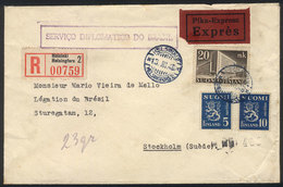 FINLAND: Express Registered Cover Sent From Helsinki To Sweden On 13/MAR/1946, VF Quality! - Andere & Zonder Classificatie