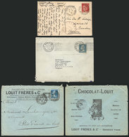 FRANCE: 2 Covers + 1 PC Posted Between 1919 And 1934, One With Printed Advertising For CHOCOLATES, And The PC With Mark  - Sonstige & Ohne Zuordnung