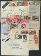 FRANCE: 6 Airmail Covers Sent To Brazil Between 1932 And 1947, One To Poste Restante And With Additional Brazilian Posta - Otros & Sin Clasificación