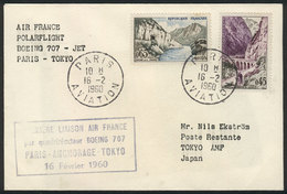 FRANCE: 16/FE/1960: First Air France Transpolar Flight Paris-Tokyo With A Jet Boeing 707 (arrival Backstamp), VF Quality - Altri & Non Classificati