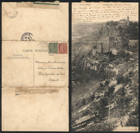 FRANCE: ROCAMADOUR: Spectacular Triple Postcard, Sent To Brazil In 1905, Fine Quality, Rare! - Other & Unclassified