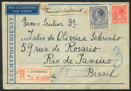 NETHERLANDS: Registered Airmail Cover Sent From 's Gravenhage To Brazil In DE/1934, Very Nice! - Other & Unclassified