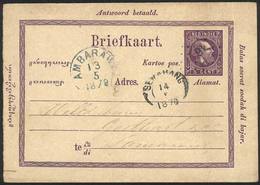 NETHERLANDS INDIES: 5c. Postal Card Sent From Ambarang To Semarang On 13/MAY/1878, Minor Defects, VF Appearance! - Indie Olandesi