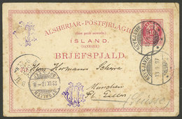 ICELAND: 10a. Postal Card Sent From Reykjavik To Switzerland On 13/SE/1897, With Some Age Spots, Low Start! - Sonstige & Ohne Zuordnung