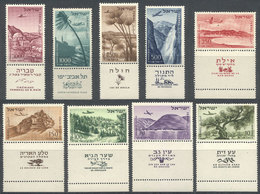 ISRAEL: Sc.C9/C17, 1953/6 Landscapes, Complete Set Of 9 Values With Tabs, Excellent Quality! - Otros & Sin Clasificación