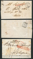 ITALY: Front Of Cover Sent From MURANO To Bologna + Entire Letter Sent From GENOVA To Torino In 1857, Interesting Postal - Non Classificati