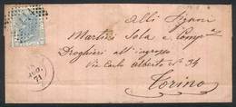 ITALY: Folded Cover Franked By Sa.26, Sent From Portula To Torino On 18/AU/1871, Very Fine Quality! - Unclassified