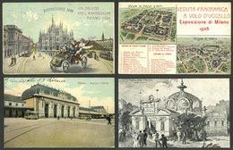 ITALY: MILANO: 13 Old Postcards With Spectacular Views, Many Of The 1906 Exhibition, Very Fine General Quality, Good Opp - Otros & Sin Clasificación