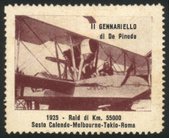 ITALY: Aviator De Pinedo With His Seaplane "Gennariello", Old Cinderella Commemorating This 55,000 Flight Of 1925, VF!" - Ohne Zuordnung