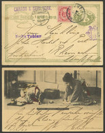 JAPAN: 2s. Postal Card Illustrated On Back With View Of "Japanese Ceremony - Konichiwa" + Additional Postage Of 2c., Sen - Otros & Sin Clasificación