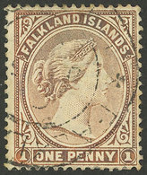 FALKLAND ISLANDS/MALVINAS: Sc.11, 1891/1902 1p. Orangish Chestnut, Used, VF! - Falkland Islands