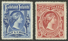 FALKLAND ISLANDS/MALVINAS: Sc.20/21, 1898 Victoria, Cmpl. Set Of 2 Mint Values, VF Quality - Islas Malvinas